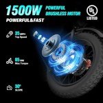 Ridstar Electric Bike for Adults Q20, 2000/1500W, 37/30MPH,52V 40AH,48V/20AH E-Bike,30-180 Miles Electric Motorcycle, 20" Fat Tire Dirt Bike, UL2849 All Terrain for Mountains, Snow, Sand, Road