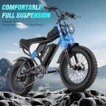 Ridstar Electric Bike for Adults Q20, 2000/1500W, 37/30MPH,52V 40AH,48V/20AH E-Bike,30-180 Miles Electric Motorcycle, 20" Fat Tire Dirt Bike, UL2849 All Terrain for Mountains, Snow, Sand, Road
