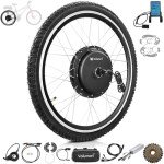 Voilamart 26" Waterproof Electric Bicycle Hub Motor Wheel Ebike Conversion Kit 48V 1200W with LCD Display Meter IP65 (Rear Ebike Hub Motor Wheel)