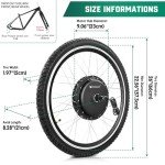 Voilamart 26" Waterproof Electric Bicycle Hub Motor Wheel Ebike Conversion Kit 48V 1200W with LCD Display Meter IP65 (Rear Ebike Hub Motor Wheel)