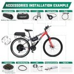 Voilamart 26" Waterproof Electric Bicycle Hub Motor Wheel Ebike Conversion Kit 48V 1200W with LCD Display Meter IP65 (Rear Ebike Hub Motor Wheel)