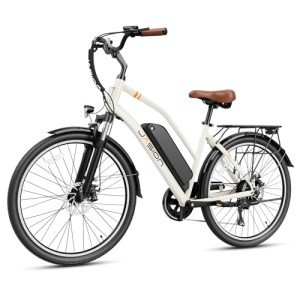 Jasion CB1 Electric Bike for Adults, 1000W Motor Peak Ebike, 450Wh Removeable Battery, 26'' City Cruiser Bicycle, 22 MPH Commuter Women Ebike, 7-Speed Gear