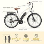 Jasion CB1 Electric Bike for Adults, 1000W Motor Peak Ebike, 450Wh Removeable Battery, 26'' City Cruiser Bicycle, 22 MPH Commuter Women Ebike, 7-Speed Gear