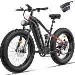 FREESKY 48V 23AH Ebike, 35MPH Full Suspension Electric Mountain Bike, 1500W Electric Bike for Adults, 26" Fat Tire Off-road Adult Electric Bicycle, 7 Speed, 90 Miles Range, UL Certified Eurostar Ultra