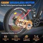 FREESKY 48V 23AH Ebike, 35MPH Full Suspension Electric Mountain Bike, 1500W Electric Bike for Adults, 26" Fat Tire Off-road Adult Electric Bicycle, 7 Speed, 90 Miles Range, UL Certified Eurostar Ultra