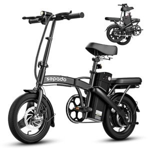 sepado Folding Electric Bike for Adults,750W Peak Motor Folding ebike,20mph Speed,36V Removeable Battery,40miles PAS Range,14 inch Compact Foldable Electric Bike for Leisure Riding Commuting