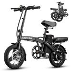 sepado Folding Electric Bike for Adults,750W Peak Motor Folding ebike,20mph Speed,36V Removeable Battery,40miles PAS Range,14 inch Compact Foldable Electric Bike for Leisure Riding Commuting