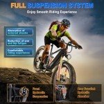 FREESKY 48V 23AH Ebike, 35MPH Full Suspension Electric Mountain Bike, 1500W Electric Bike for Adults, 26" Fat Tire Off-road Adult Electric Bicycle, 7 Speed, 90 Miles Range, UL Certified Eurostar Ultra