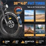 FREESKY 48V 23AH Ebike, 35MPH Full Suspension Electric Mountain Bike, 1500W Electric Bike for Adults, 26" Fat Tire Off-road Adult Electric Bicycle, 7 Speed, 90 Miles Range, UL Certified Eurostar Ultra
