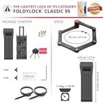 Seatylock FoldyLock Classic Folding Bike Lock - Patented High Security Sold Secure Silver Bicycle Lock - Heavy Duty Anti Theft Secure Guard with Keys & Case Mount - 37.4"