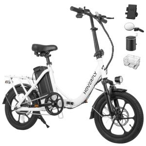 HOVERFLY H3 16" Electric Bike, Max 28Miles Range(Pedal-Assist) & Speed 15.5 Mph Power by 500W Peak Motor, Folding E-Bike with Removable Battery, Front Suspension and Commuter Electric Bicycle Adults