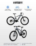 Hyper E-Ride Electric Mountain Bike for Adults 29 Inch. 250w, 36v Battery, Mountain Ebike with Shimano 7-Speed Grip Shifter. Dual Suspension. Rear Air Shock Electric Bicycle for Adults. Matte Grey