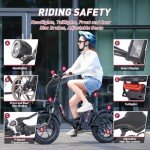 Windone S16 Electric Bike for Adults, 750W Peak Motor Ebike with 48V/13Ah Removable Battery, Max 22MPH Speed & 50 Miles Range (PAS), 16" x 4.0 Fat Tire and Shock Absorber,UL Certified