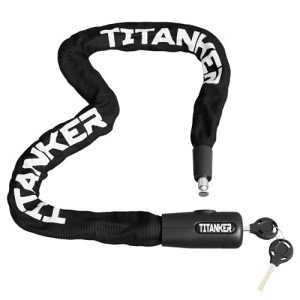 Titanker Bike Chain Lock with Key, 3.3 Feet Heavy Duty Anti-Theft Bike Lock Chain Security Bicycle Chain Locks for Bike, Motorcycle, Bicycle, Door, Gate, Fence, Grill (8mm Thick Chain, Black)