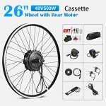 YS YOSE POWER Waterproof Ebike Conversion Kit with Battery Electric Bike 26in Rear Wheel Hub Motor Kit 48V 500W Electric Bike Kit Brushless Cassette Engine