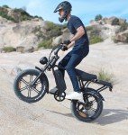 Hipatoo V8 Electric Bike for Adults, Fat Tire E Bike with 750W Peak Motor 48V 15Ah Removable Larger Battery, 20" x 4.0 Electric Mountain Bike, 31MPH Max Speed, Shi-Mano 7 Speed Electric Bicycles