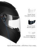 Favoto Full Face Motorcycle Helmet DOT Approved, Cascos para Motos Snowmobile Dirt Bike Helmet for Adults Men Women, Anti-Fog Film Included, Black, Large