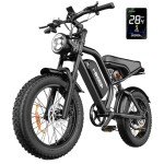 Electric Bike for Adults,20”x 4”Fat Tire，Peak 1500W Motor,7 Speed Electric Motorcycle Bicycle, 48V/13AH Battery 4 Riding Modes Up to 30MPH/60Miles Electric Dirt Bike (Standard, K6-L-Black)
