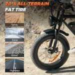 Electric Bike for Adults,20”x 4”Fat Tire，Peak 1500W Motor,7 Speed Electric Motorcycle Bicycle, 48V/13AH Battery 4 Riding Modes Up to 30MPH/60Miles Electric Dirt Bike (Standard, K6-L-Black)