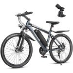 Funhang Electric Bike for Adults, 26'' 1000W Peak Ebike, Up to 50 Miles 21.7MPH Electric Mountain Bike with 48V 374.4WH Removable Battery, Adjustable Stem, Fenders, Lockable Suspension Fork, 21-Speed