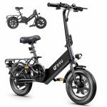 DYU Electric Bike for Adults Teens, Folding Electric Bicycle,Commuter City E-Bike with 350W Motor and 36V 7.5Ah Battery,3 Levels Assist, Dual Disc Brakes,14" Foldable ebike with Pedals