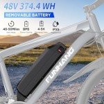 Funhang Electric Bike for Adults, 26'' 1000W Peak Ebike, Up to 50 Miles 21.7MPH Electric Mountain Bike with 48V 374.4WH Removable Battery, Adjustable Stem, Fenders, Lockable Suspension Fork, 21-Speed