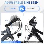 Funhang Electric Bike for Adults, 26'' 1000W Peak Ebike, Up to 50 Miles 21.7MPH Electric Mountain Bike with 48V 374.4WH Removable Battery, Adjustable Stem, Fenders, Lockable Suspension Fork, 21-Speed