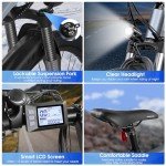 Funhang Electric Bike for Adults, 26'' 1000W Peak Ebike, Up to 50 Miles 21.7MPH Electric Mountain Bike with 48V 374.4WH Removable Battery, Adjustable Stem, Fenders, Lockable Suspension Fork, 21-Speed