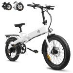 ZOONLAI Electric Bike for Adults 750W Motor Foldable Bikes Up to 24 MPH 43 Miles Long Range Ebike for Adult 48V 10.4Ah Removable Battery 20" Fat Tire 5 Speed Modes EBike ZL2006 UL 2849 (White)