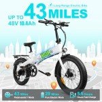 ZOONLAI Electric Bike for Adults 750W Motor Foldable Bikes Up to 24 MPH 43 Miles Long Range Ebike for Adult 48V 10.4Ah Removable Battery 20" Fat Tire 5 Speed Modes EBike ZL2006 UL 2849 (White)