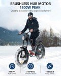 1500W Moped Style Ebike Full Suspension, 20 Inch Fat Tire Electric bike, Max 28MPH & 37-150 Miles Electric Motorcycle, 750WH/1500WH Battery, All-Terrain E Bike for Mountains, Snow, Sand, Road