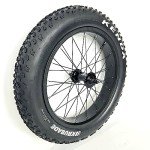 Fat Bike Front Wheel 20''x4.0 Assembly with Tyre and Hub and Spokes Black Alloy Aluminum Snow Bicycle Folding Fatbike Wheel Assembly 20 Bolt On