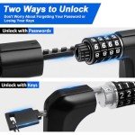 NDakter Upgrade Bike Lock, Bike Chain Lock with 2 Ways to Unlock, 4 Digit Combination Heavy Duty Anti-Theft 3.2/4.28 Ft Bicycle Locks with 2 Keys, High Security Scooter Locks for Ebike, Escooter, Door