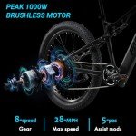 PASELEC Electric Bike for Adults, 1000W Peak Motor, 27.5'' City Cruiser Ebike, 768Wh Removable Battery, 70 Miles Range 28MPH, 8 Speed Hydraulic Disc Brake Full Suspension Electric Mountain Bike