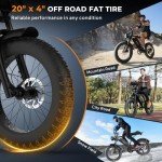 Movcan V60 Electric Bike for Adults, 1000W Motor 30MPH Top Speed 20” Fat Tire Electric Bike, 48V 15.6Ah Removable Battery Ebike, 7-Speed Full Suspension Electric Dirt Bike, Black