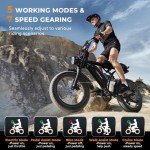 Movcan V60 Electric Bike for Adults, 1000W Motor 30MPH Top Speed 20” Fat Tire Electric Bike, 48V 15.6Ah Removable Battery Ebike, 7-Speed Full Suspension Electric Dirt Bike, Black