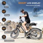 Movcan V60 Electric Bike for Adults, 1000W Motor 30MPH Top Speed 20” Fat Tire Electric Bike, 48V 15.6Ah Removable Battery Ebike, 7-Speed Full Suspension Electric Dirt Bike, Black