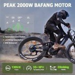 FREESKY Swift Horse Pro 2025 Electric Bike with 2000W BAFANG Motor, 48V 30Ah Battery, 26" Fat Tires, Up to 35MPH &120-Mile Range, Full Suspension Mountain EBike for Adults, Rear Rack &Full Fenders