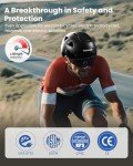 ILM Smart Adult Bike Helmet with Automatic G-Sensor Turn Signal & Brake Warning LED Light Control, Road Cycling Bicycle Helmets for Men Women E3-12LS Matte Black Large X-Large