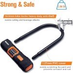 NDakter Bike Locks Heavy Duty Anti Theft, Combo Bike U Lock, 4-Digit Resettable Combination Bicycle Lock, Large U Shaped Ebike Lock with 5Ft Steel Cable for Electric Bike, Escooter, Motorcycle,Door
