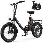 INVANTI Electric Bike, 20" Fat Tire Step-Thru Electric Bicycle, 900W Peak Motor 45 Miles 20MPH Top Speed, Dual Suspension & 7-Speed Folding Ebike for Adults with Rear Rack