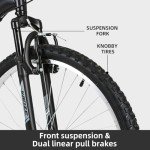 WEIZE Mountain Bike, 26/27.5 inch Outdoor Cycling Bike,18-Speed/High-Carbon Steel/Dual Full Suspension, Adjustable Ergonomic Seat for Men Women Adult, MTB Bicycle with Suspension Fork,Sleek Colors