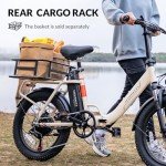 INVANTI Electric Bike, 20" Fat Tire Step-Thru Electric Bicycle, 900W Peak Motor 45 Miles 20MPH Top Speed, Dual Suspension & 7-Speed Folding Ebike for Adults with Rear Rack