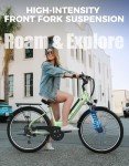 Jasion Roamer ST Electric Bike for Adults, 1200W Peak Motor Max 62miles & 28MPH City Cruiser Ebike,26'' Commuter Ebike, 528WH Removable Battery,7-Speed Electric Bicycles, Front Suspension Bicycles