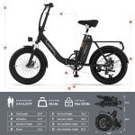 INVANTI Electric Bike, 20" Fat Tire Step-Thru Electric Bicycle, 900W Peak Motor 45 Miles 20MPH Top Speed, Dual Suspension & 7-Speed Folding Ebike for Adults with Rear Rack
