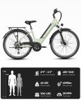 Jasion Roamer ST Electric Bike for Adults, 1200W Peak Motor Max 62miles & 28MPH City Cruiser Ebike,26'' Commuter Ebike, 528WH Removable Battery,7-Speed Electric Bicycles, Front Suspension Bicycles