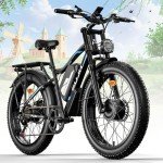 PUJH Peak 3000W Dual Motors Electric Bike for Adults, 52V 25Ah 26" Fat Tire Fast Ebike,Max 36 mph up to 100 Miles, Hydraulic Disc Brake E-Bicycle,Off Road Mountain Hunting EBike for Men (Black)