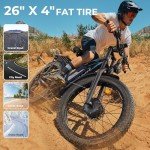 PUJH Peak 3000W Dual Motors Electric Bike for Adults, 52V 25Ah 26" Fat Tire Fast Ebike,Max 36 mph up to 100 Miles, Hydraulic Disc Brake E-Bicycle,Off Road Mountain Hunting EBike for Men (Black)