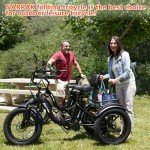 NARRAK Electric Tricycle for Adults, 750W(Peak 1350W), 48V13Ah Ebike, 20"x4.0" Aluminum Folding Fat Tire 3 Wheel Electric Trike, Max 20MPH Hydraulic Brake, Rear Motor Differential