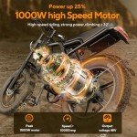 HiKeep Electric Bike for Adults, 20 inch Fat Tire Ebike with 1000W Motor 48V13Ah/15Ah Battery Up to 32/38MPH / 62/68Miles, 7 Speed Dirt Electric Motorcycle Bicycle (Standard, K6 2.0 - Black)